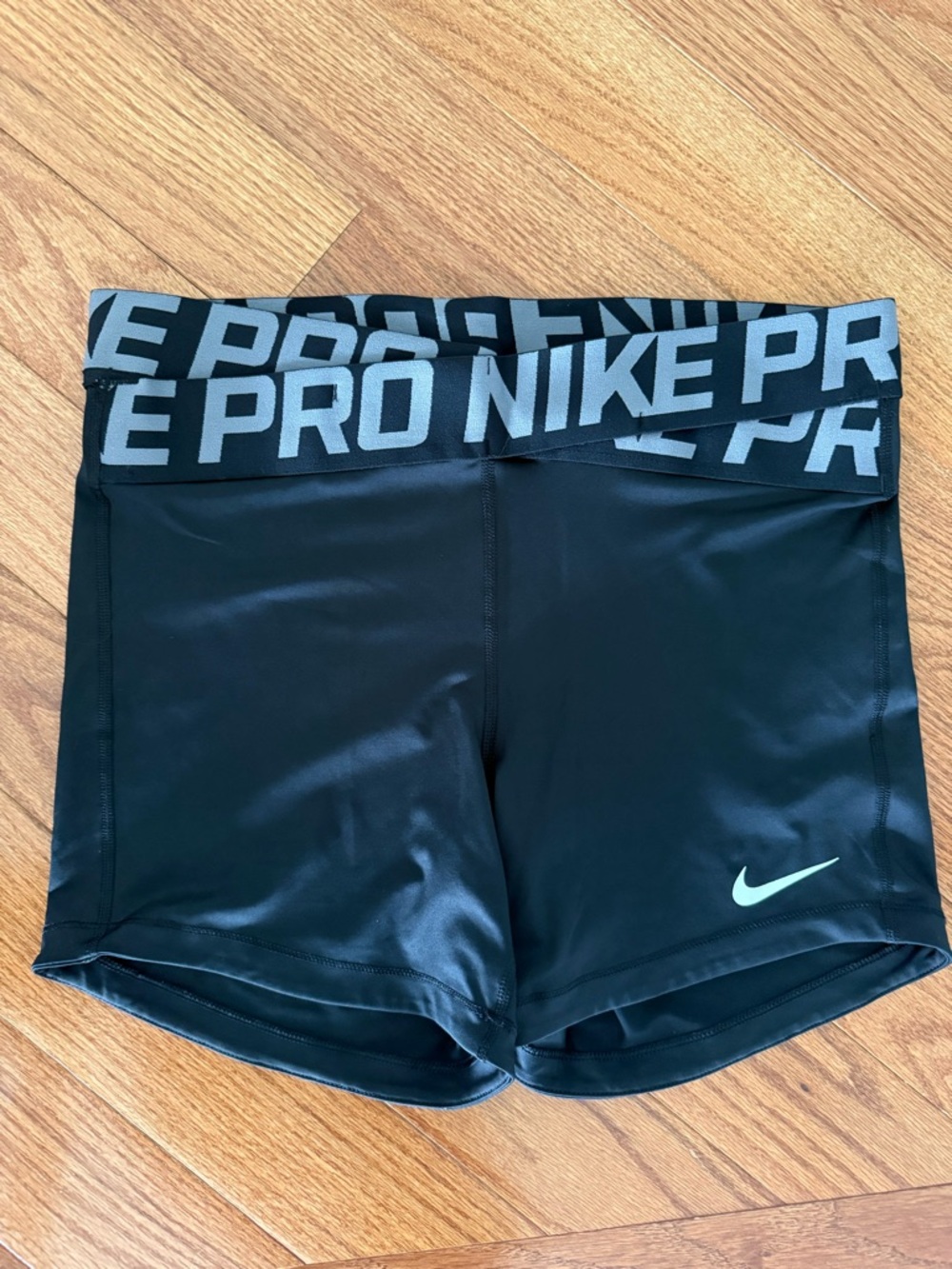 Nike Black Pro Logo-Waist Athletic Shorts with Mint Swoosh